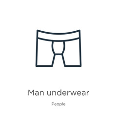 Man underwear icon. Thin linear man underwear outline icon isolated on white background from people collection. Line vector sign, symbol for web and mobile