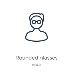 Rounded glasses icon. Thin linear rounded glasses outline icon isolated on white background from people collection. Line vector sign, symbol for web and mobile