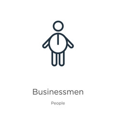 Businessmen icon. Thin linear businessmen outline icon isolated on white background from people collection. Line vector sign, symbol for web and mobile