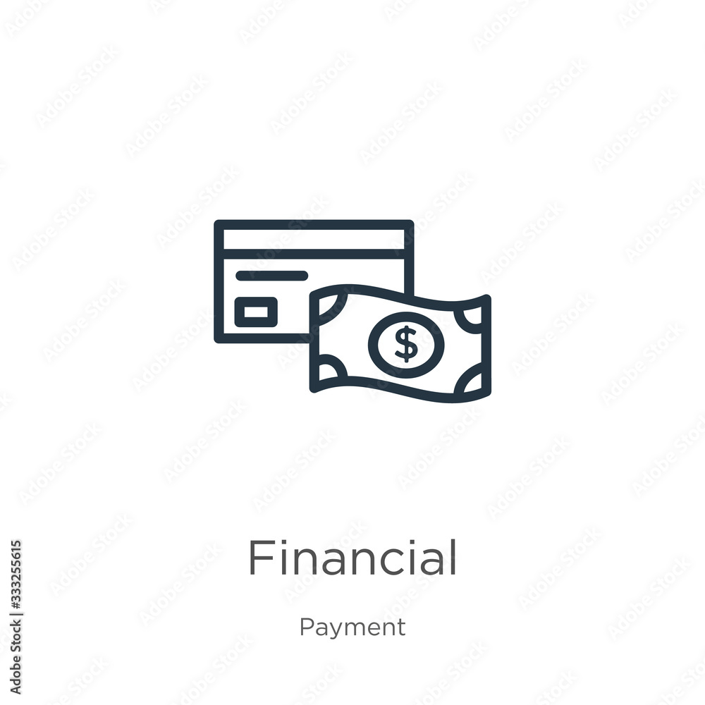 Aufkleber financial icon. thin linear financial outline icon isolated on white background from payment methods