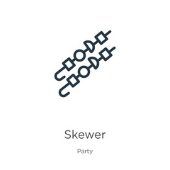 Skewer icon. Thin linear skewer outline icon isolated on white background from party collection. Line vector sign, symbol for web and mobile