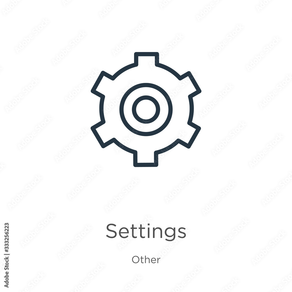 Poster settings icon icon. thin linear settings icon outline icon isolated on white background from other c