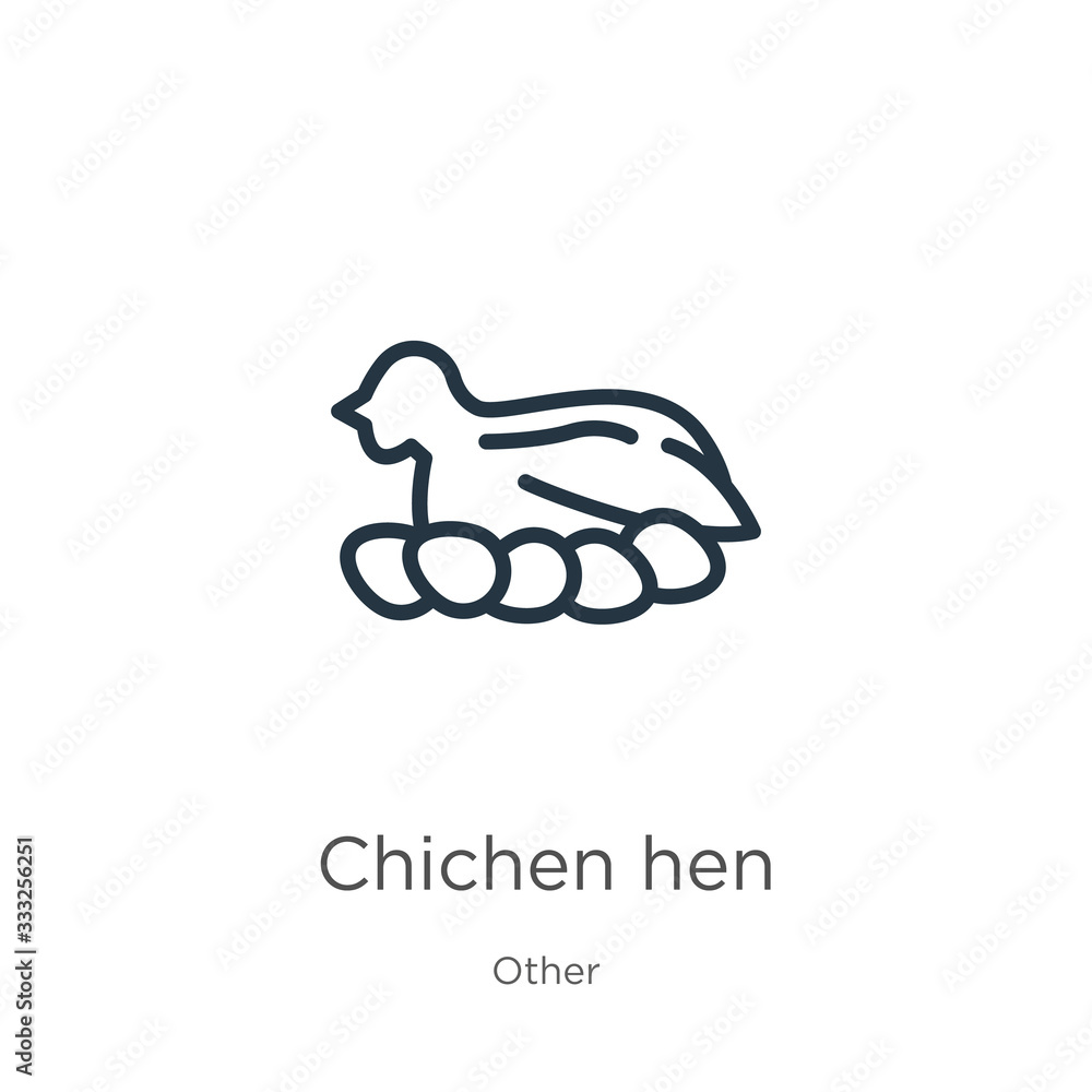 Poster chichen hen icon. thin linear chichen hen outline icon isolated on white background from other colle