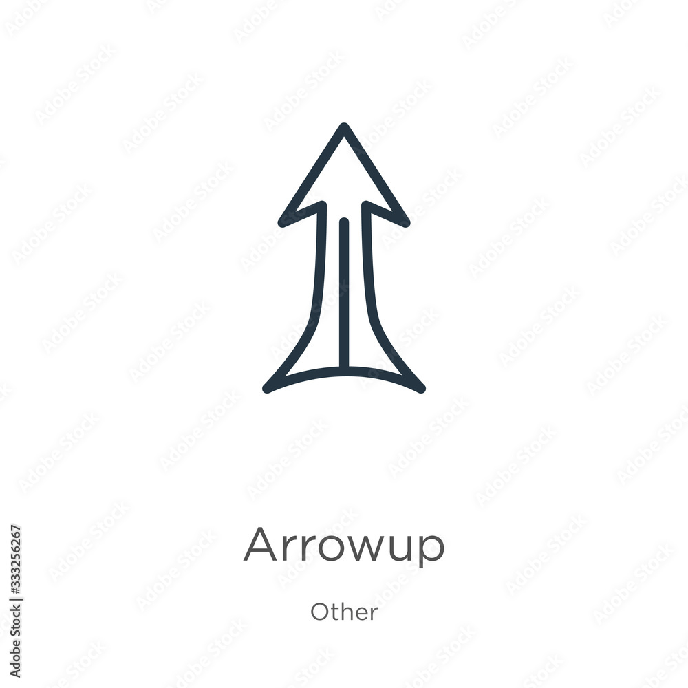 Poster arrowup icon. thin linear arrowup outline icon isolated on white background from other collection. l
