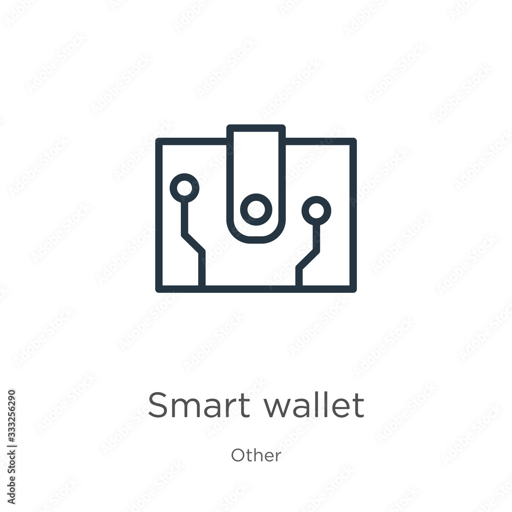 Aufkleber smart wallet icon. thin linear smart wallet outline icon isolated on white background from other col