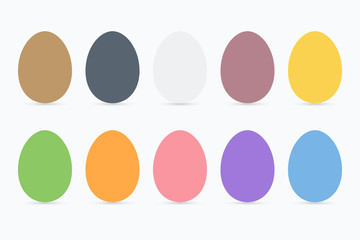 Colorful flat easter egg set