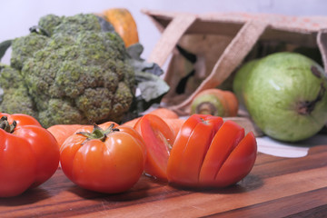  Knife and Wooden Cutting Board With Fresh Herbs.