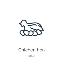 Chichen hen icon. Thin linear chichen hen outline icon isolated on white background from other collection. Line vector sign, symbol for web and mobile