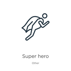Super hero icon. Thin linear super hero outline icon isolated on white background from other collection. Line vector sign, symbol for web and mobile