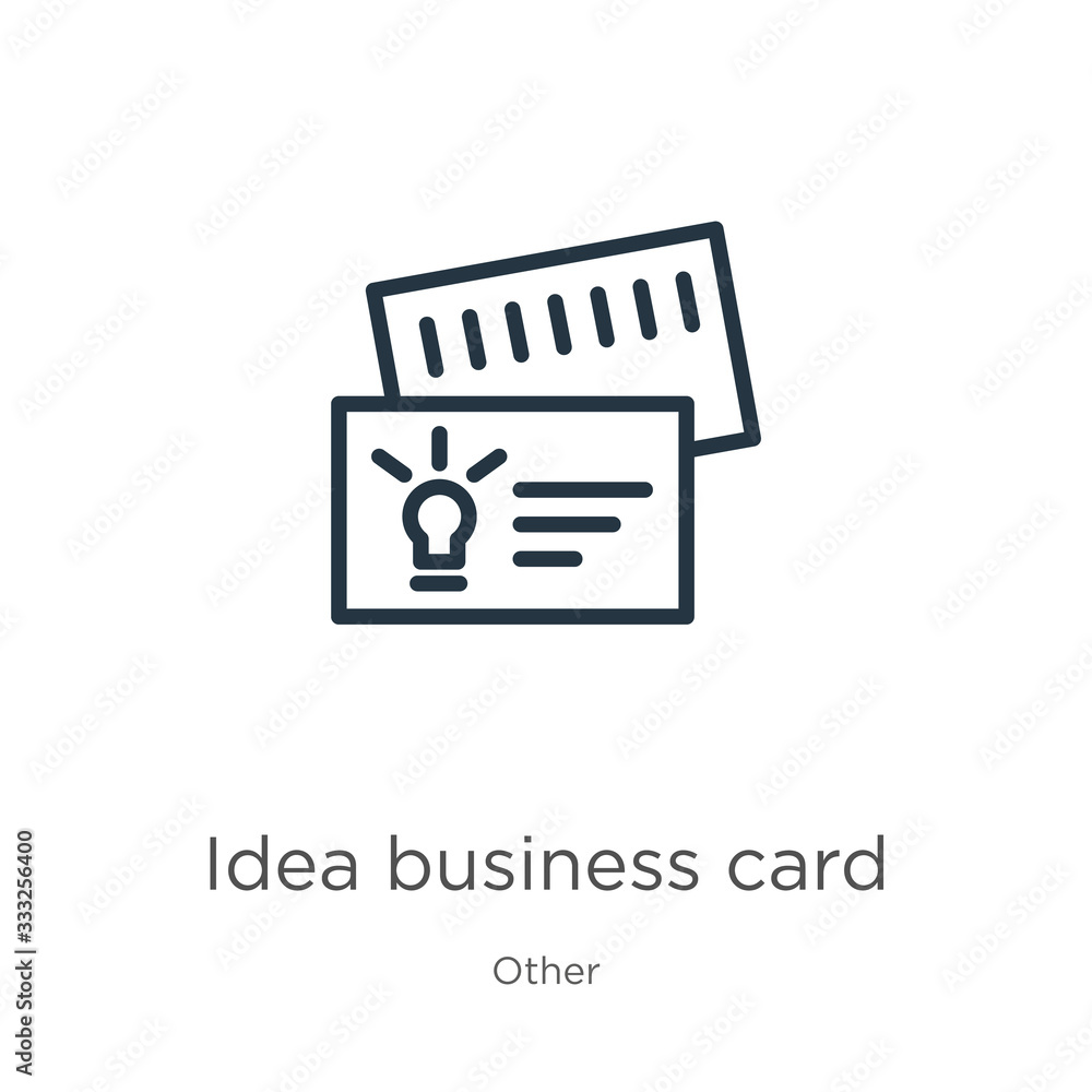 Poster idea business card icon. thin linear idea business card outline icon isolated on white background fr