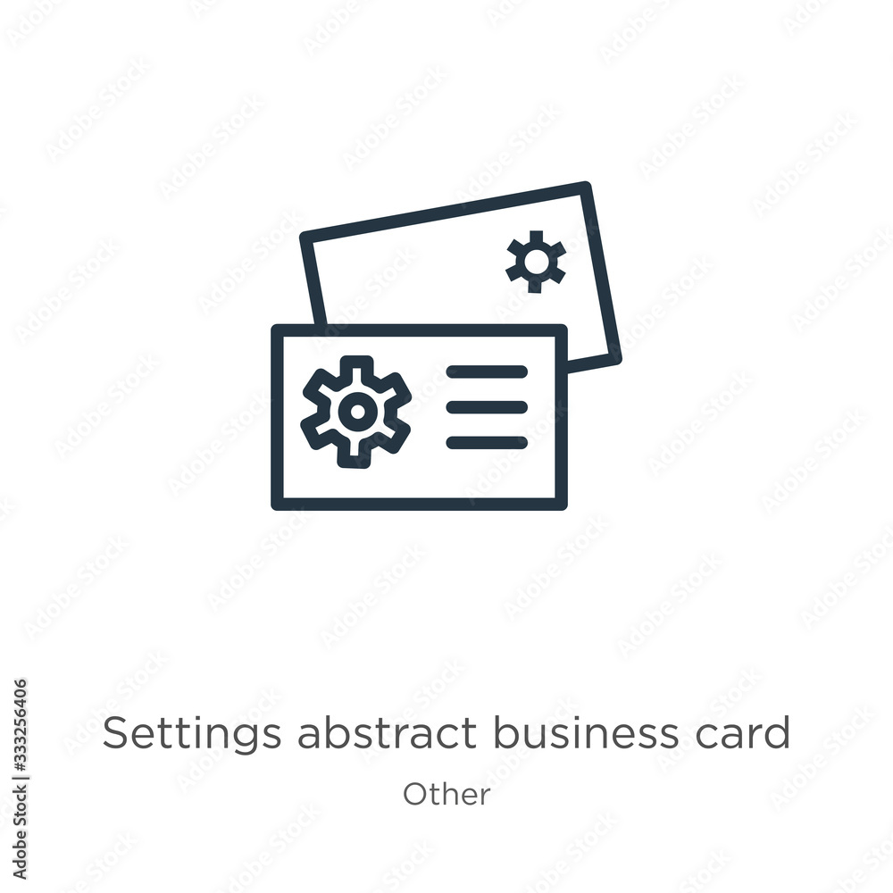 Poster settings abstract business card icon. thin linear settings abstract business card outline icon isola