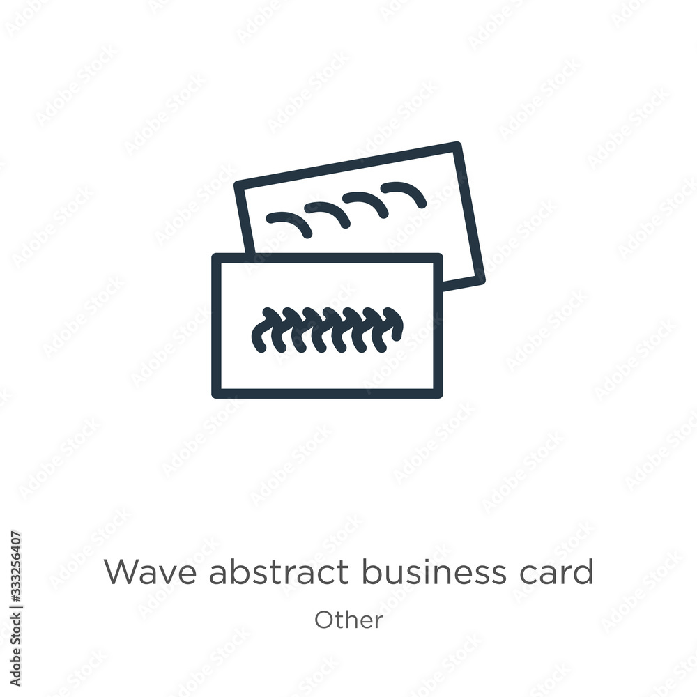 Poster wave abstract business card icon. thin linear wave abstract business card outline icon isolated on w