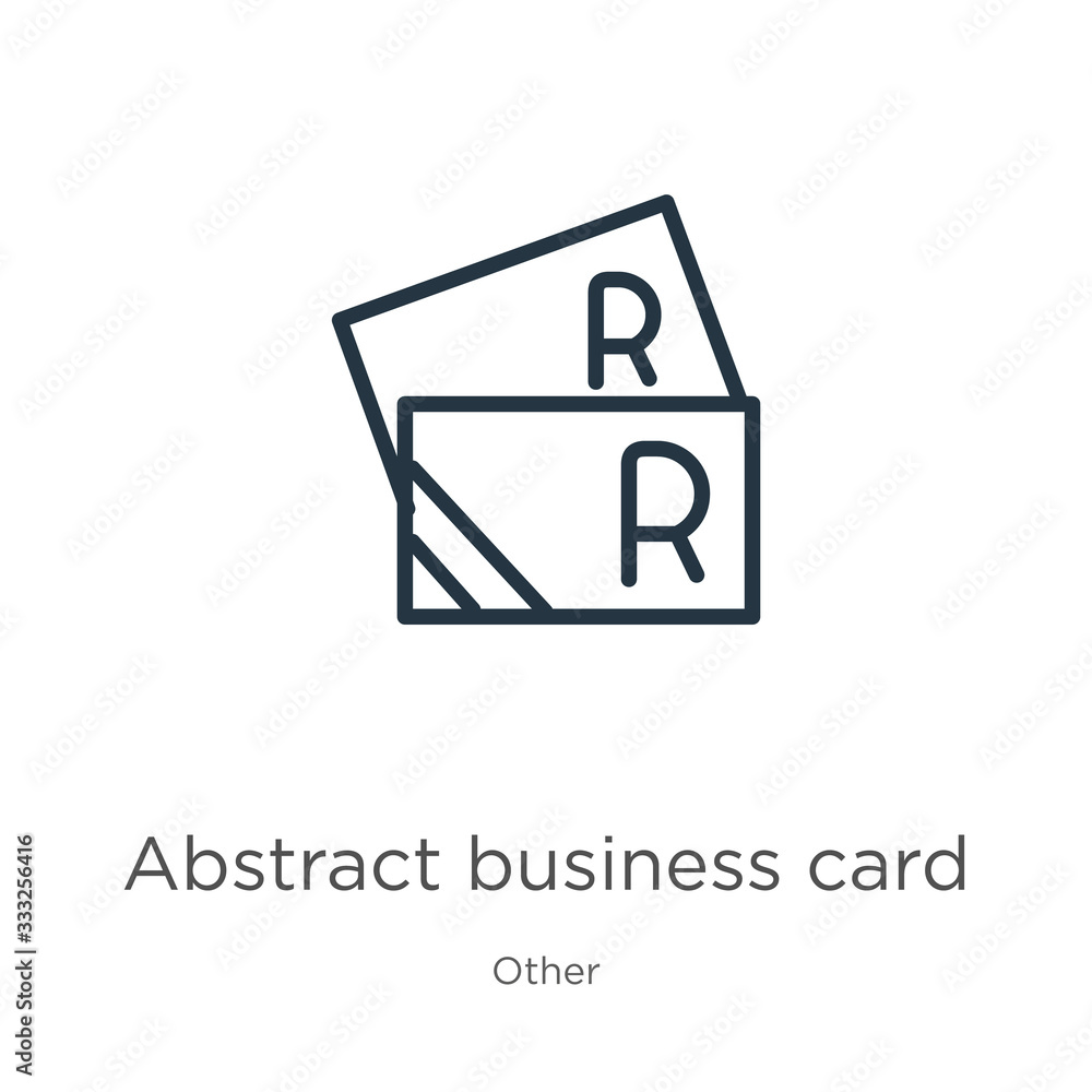 Poster red abstract business card icon. thin linear red abstract business card outline icon isolated on whi