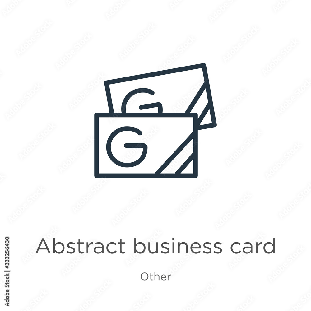 Poster green abstract business card icon. thin linear green abstract business card outline icon isolated on