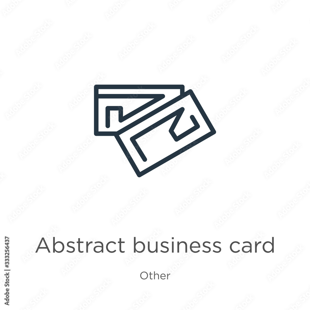 Poster yellow abstract business card icon. thin linear yellow abstract business card outline icon isolated 