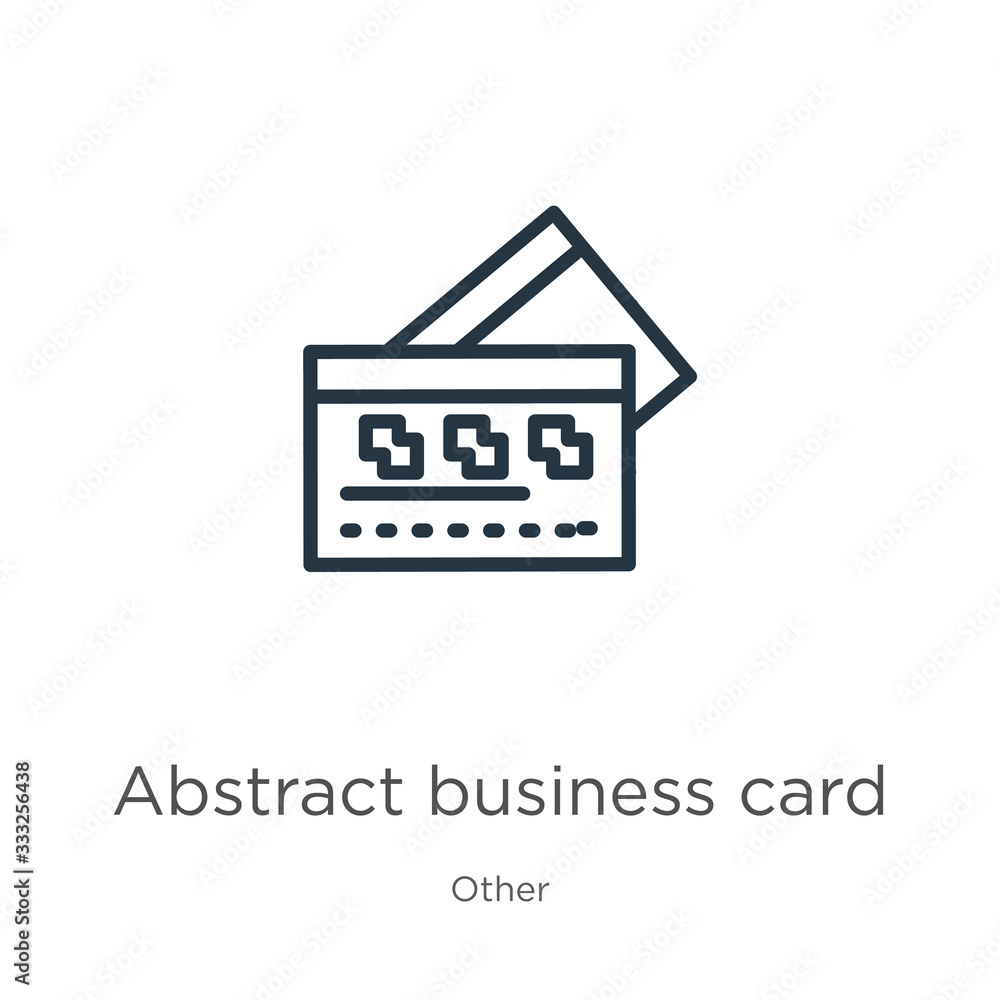 Poster abstract business card icon. thin linear abstract business card outline icon isolated on white backg