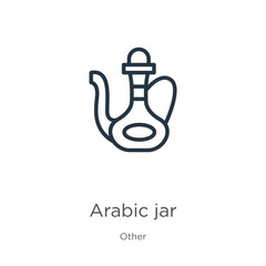 Arabic jar icon. Thin linear arabic jar outline icon isolated on white background from other collection. Line vector sign, symbol for web and mobile