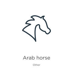 Arab horse icon. Thin linear arab horse outline icon isolated on white background from other collection. Line vector sign, symbol for web and mobile