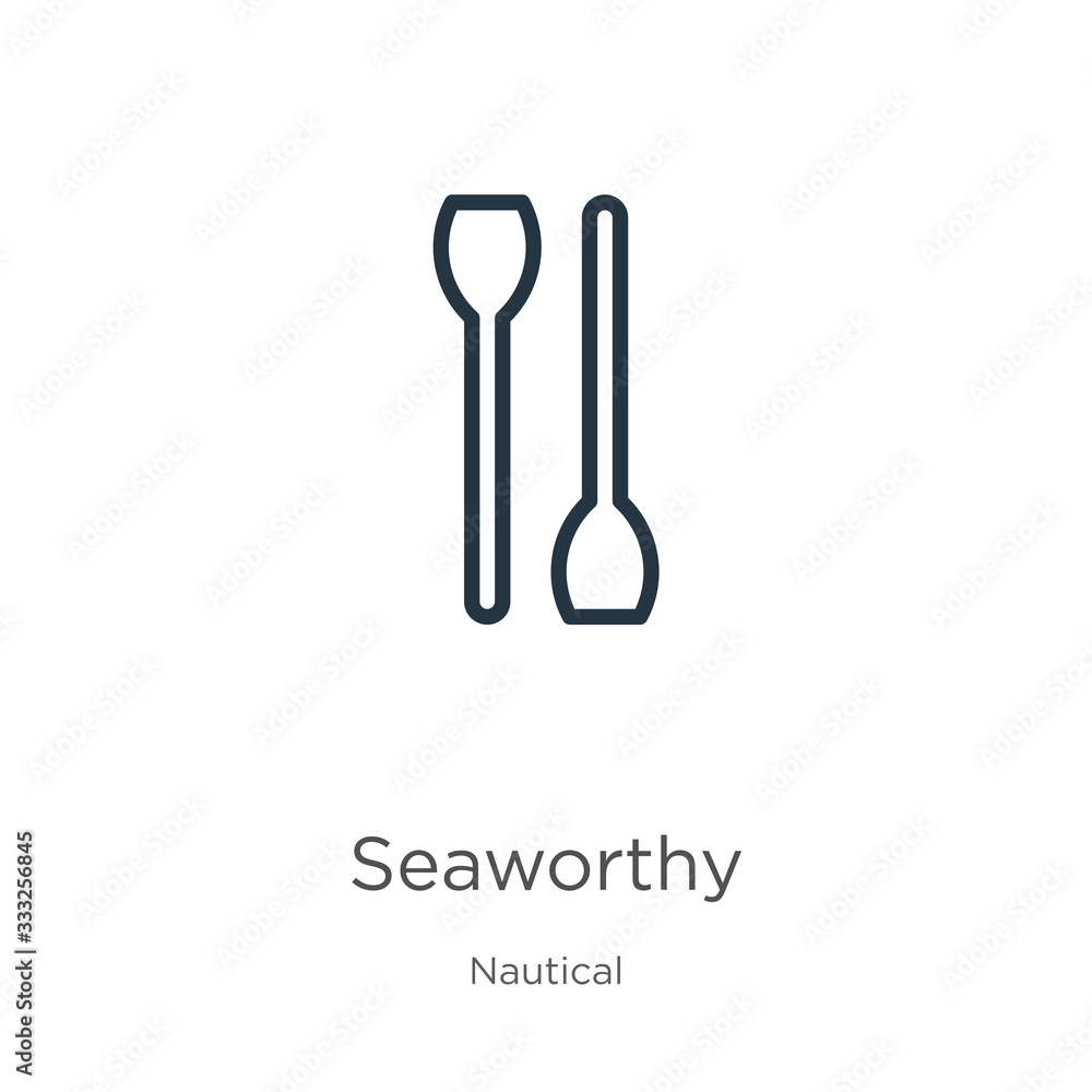 Poster seaworthy icon. thin linear seaworthy outline icon isolated on white background from nautical collec