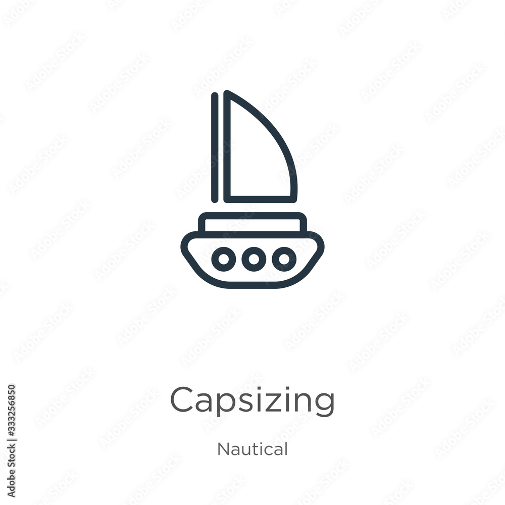 Aufkleber capsizing icon. thin linear capsizing outline icon isolated on white background from nautical collec