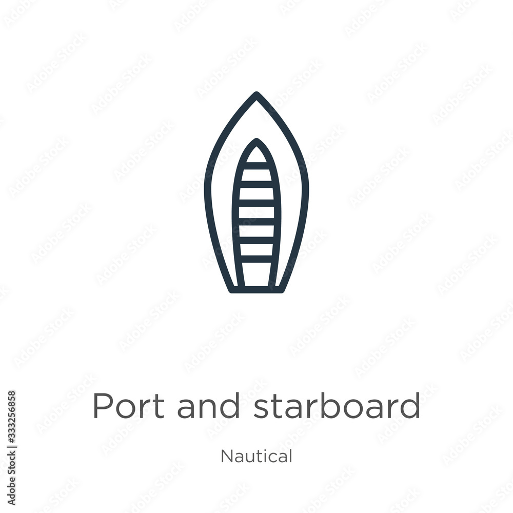Aufkleber port and starboard icon. thin linear port and starboard outline icon isolated on white background fr