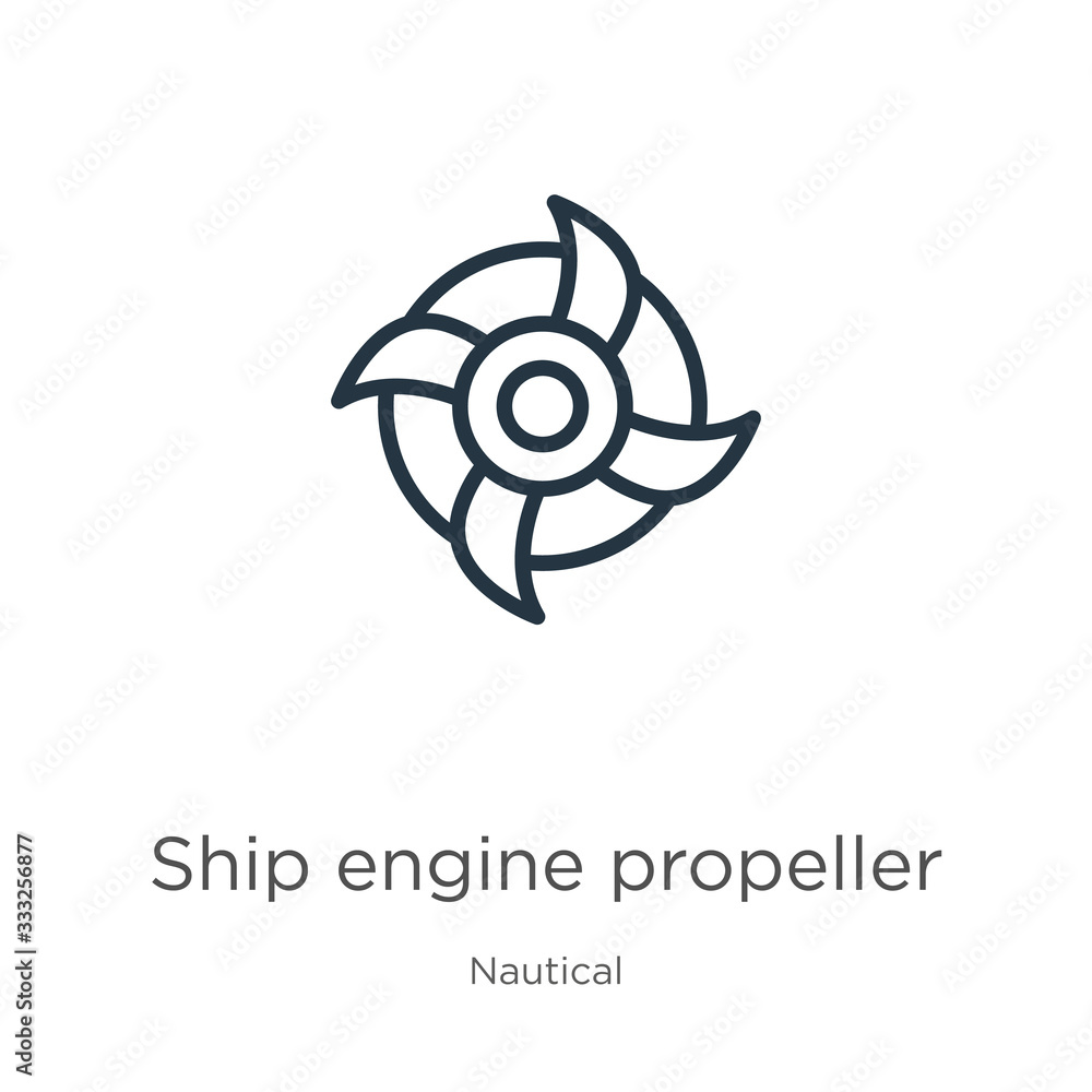 Aufkleber ship engine propeller icon. thin linear ship engine propeller outline icon isolated on white backgro