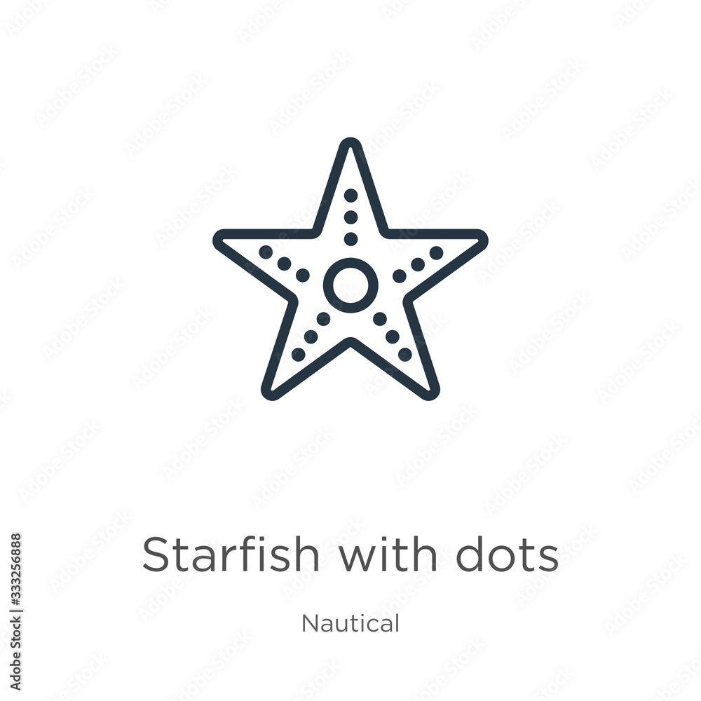 Poster starfish with dots icon. thin linear starfish with dots outline icon isolated on white background fr