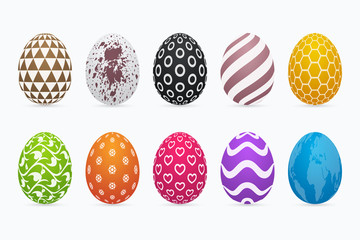 Colorful three dimensional patterned easter egg set