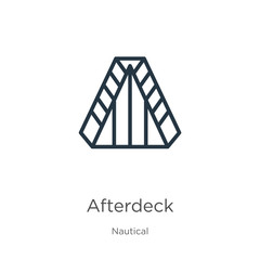 Afterdeck icon. Thin linear afterdeck outline icon isolated on white background from nautical collection. Line vector sign, symbol for web and mobile