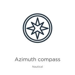 Azimuth compass icon. Thin linear azimuth compass outline icon isolated on white background from nautical collection. Line vector sign, symbol for web and mobile