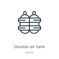 Fototapeta premium Double air tank icon. Thin linear double air tank outline icon isolated on white background from nautical collection. Line vector sign, symbol for web and mobile
