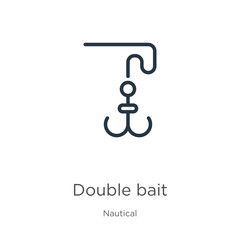 Double bait icon. Thin linear double bait outline icon isolated on white background from nautical collection. Line vector sign, symbol for web and mobile