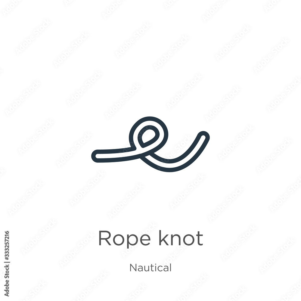 Poster rope knot icon. thin linear rope knot outline icon isolated on white background from nautical collec