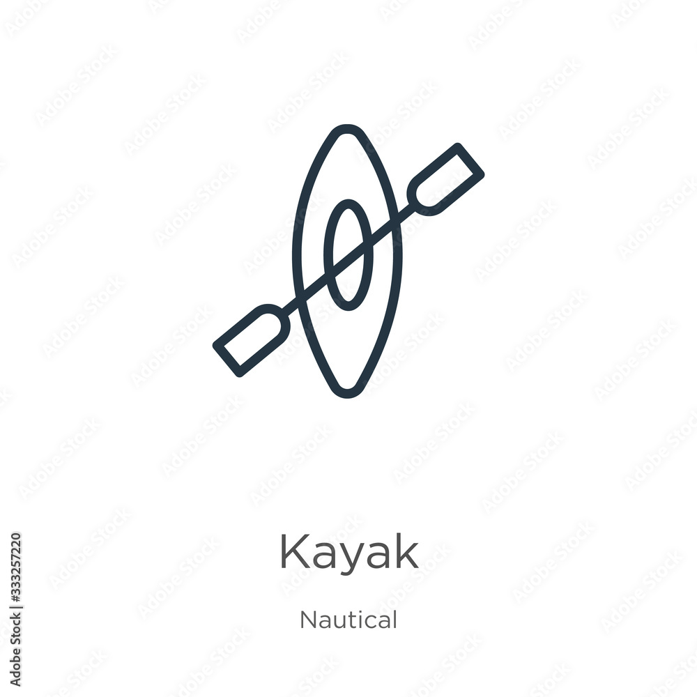 Aufkleber kayak icon. thin linear kayak outline icon isolated on white background from nautical collection. li