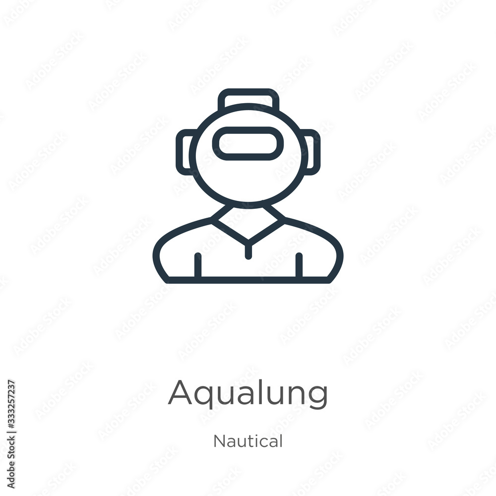 Aufkleber aqualung icon. thin linear aqualung outline icon isolated on white background from nautical collecti