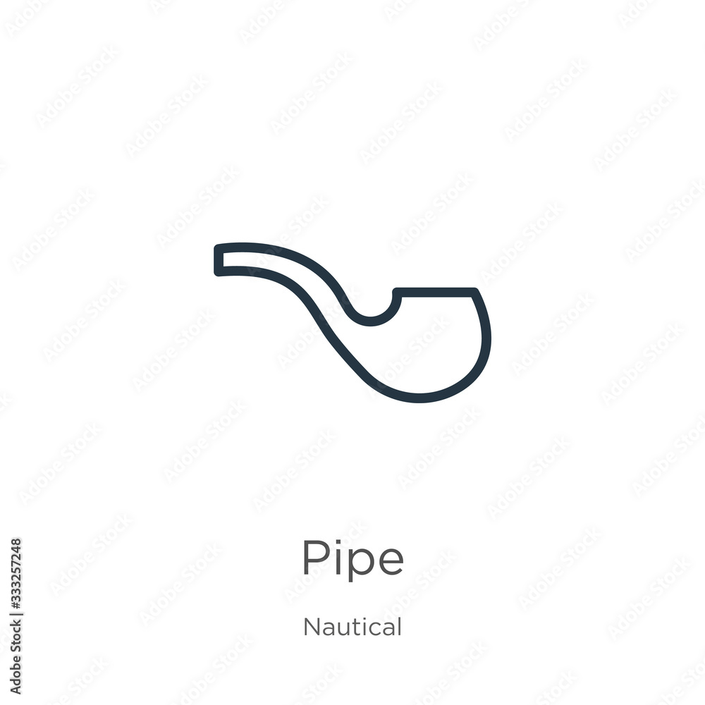 Poster pipe icon. thin linear pipe outline icon isolated on white background from nautical collection. line