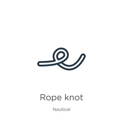 Rope knot icon. Thin linear rope knot outline icon isolated on white background from nautical collection. Line vector sign, symbol for web and mobile