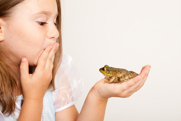 Princess Girl Holding a Frog, Fairy Tale Magic