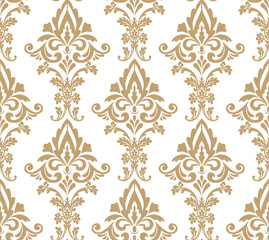 Vector beautiful damask pattern. Royal pattern with floral ornament. Seamless wallpaper with a damask pattern. Vector illustration.