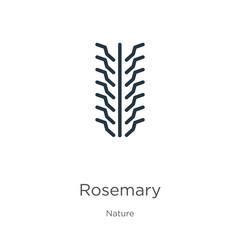 Rosemary icon. Thin linear rosemary outline icon isolated on white background from nature collection. Line vector sign, symbol for web and mobile
