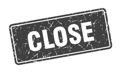 close stamp. close vintage gray label. Sign