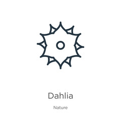 Dahlia icon. Thin linear dahlia outline icon isolated on white background from nature collection. Line vector sign, symbol for web and mobile