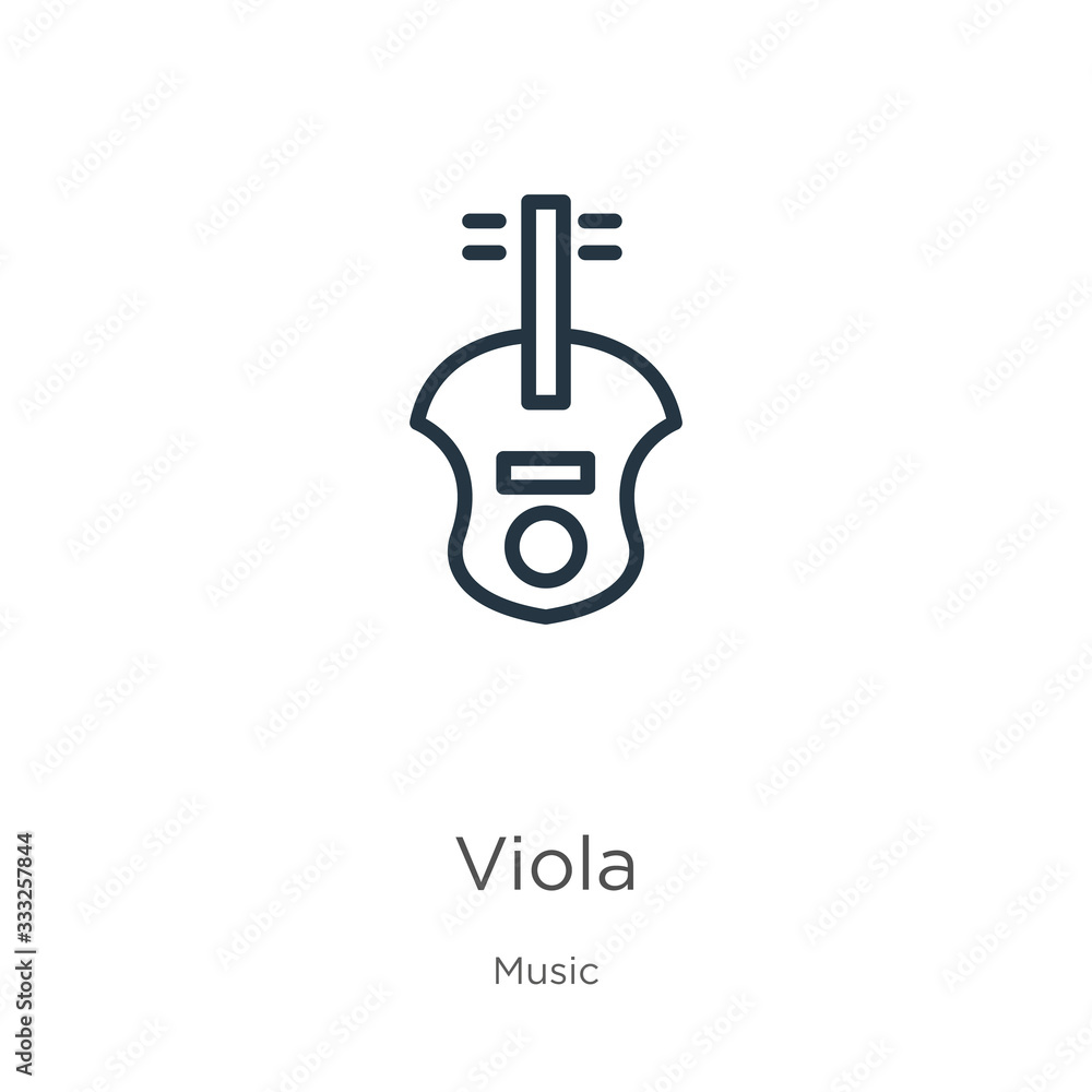 Poster viola icon. thin linear viola outline icon isolated on white background from music collection. line 