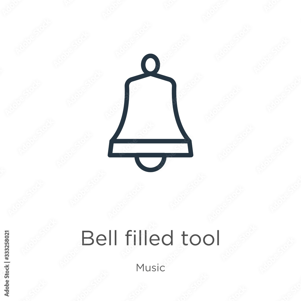 Poster bell filled tool icon. thin linear bell filled tool outline icon isolated on white background from m