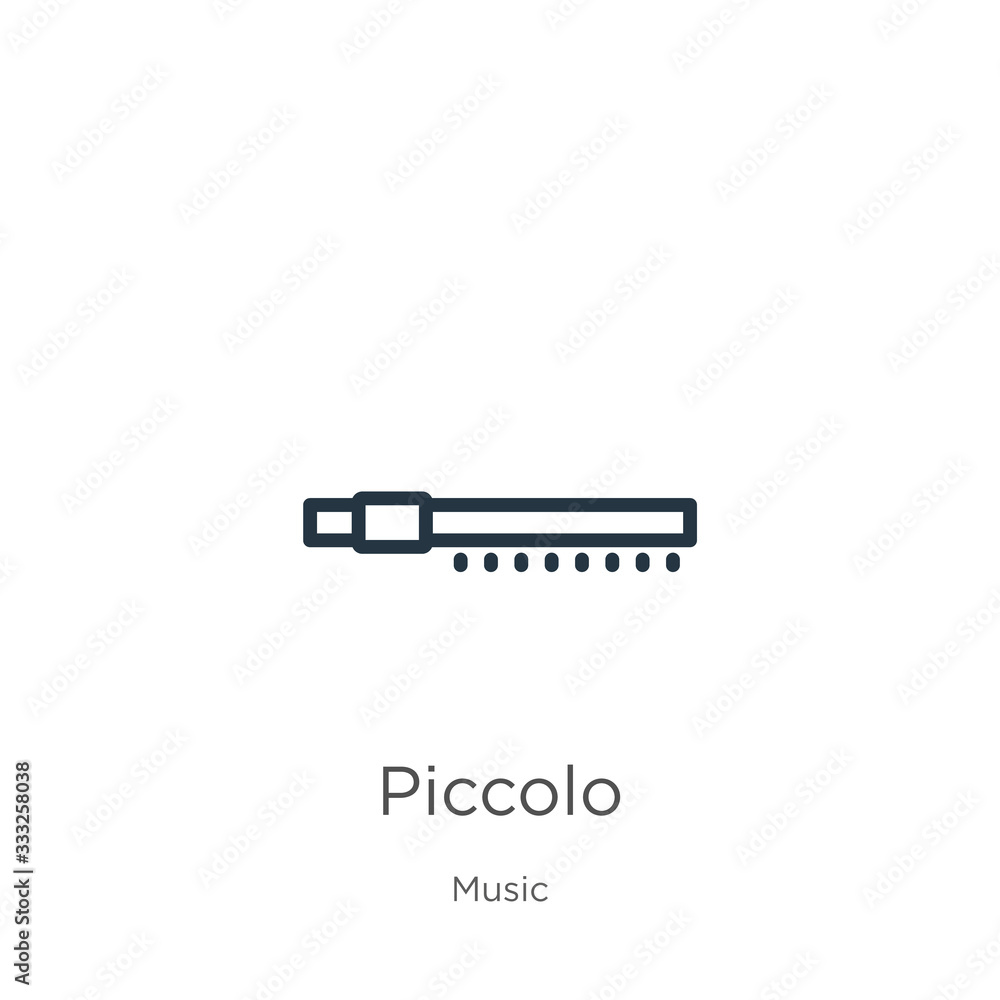 Poster piccolo icon. thin linear piccolo outline icon isolated on white background from music collection. l