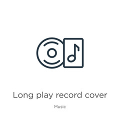 Obraz premium Long play record cover icon. Thin linear long play record cover outline icon isolated on white background from music collection. Line vector sign, symbol for web and mobile