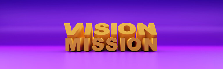 vision and mission on purple background Concept for vision year 2021. 3d rendering.