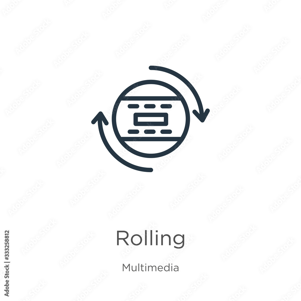 Poster rolling icon. thin linear rolling outline icon isolated on white background from multimedia collecti