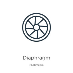 Diaphragm icon. Thin linear diaphragm outline icon isolated on white background from multimedia collection. Line vector sign, symbol for web and mobile