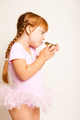 Little Princess Girl Kissing a Frog, Fairy Tale Magic